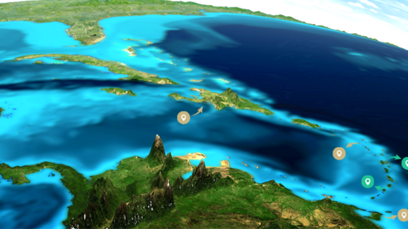 Mapa del Caribe - contratos Unite Caribbean